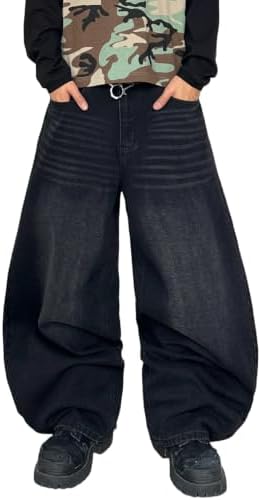 Baggy Barrel Jeans for Men Wide Leg Y2K Pants