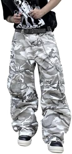 Baggy Denim Cargo Pants for Men with Pockets Mid Weight Wide