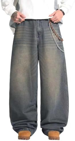 Hip Hop Baggy Jeans for Men Stylish Wide Leg Skater Y2k Denim