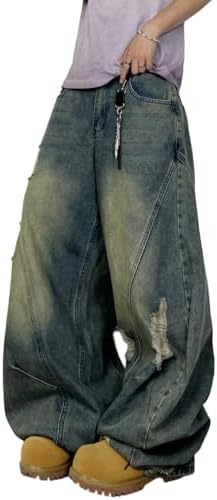 Hip Hop Baggy Jeans for Men Wide Leg Denim Pants