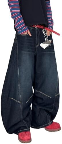 Men's Baggy Barrel Jeans Wide Leg Denim Pants