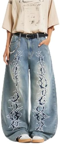 Men's Hip-Hop Embroidered Baggy Jeans Denim Pants