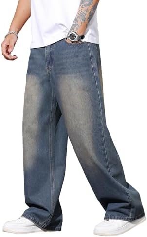 Men's Hip-hop Wide Leg Baggy Jeans Y2k Skater Loose Fit Denim