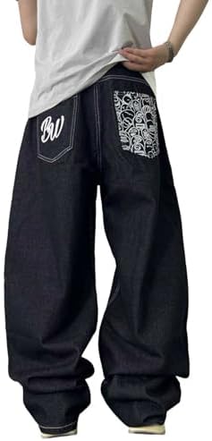 Men's Printed Baggy Jeans Wide Leg Pants