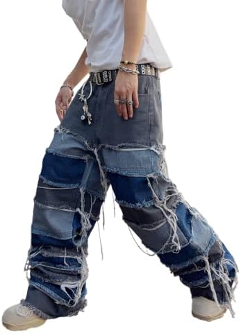 Men's Wide Leg Baggy Jeans Loose Denim Pants in Blue Grey