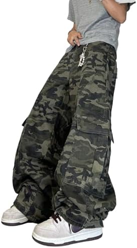 Mens Baggy Barrel Jeans Wide Leg with Cargo Pocket