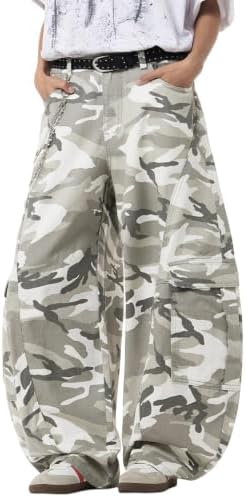 Mens Baggy Barrel Jeans Wide Leg with Cargo Pocket