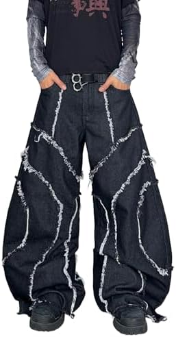 Mens Hip Hop Baggy Jeans Rock Relaxed Pants