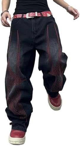 Mens Hip Hop Baggy Jeans Rock Relaxed Pants